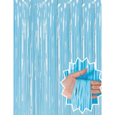 BUĞZ Soft Mavi Püsküllü Kapı Perdesi - Parti, Baby Shower, Sünnet Süsü, Cinsiyet Partisi 1x2 M