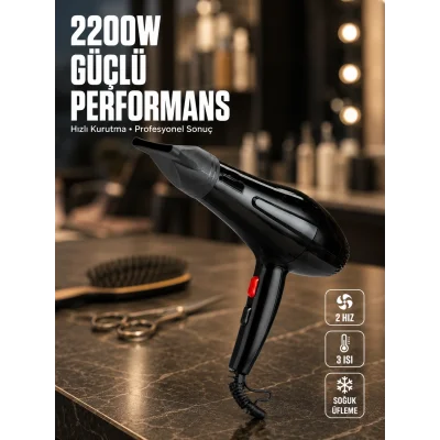 BUĞZ Soğuk Üfleme Özellikli 2200W Profesyonel Fön Makinesi