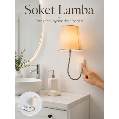 BUĞZ Soket Tipi Ayarlanabilir Başlıklı Dekoratif Gece Lambası