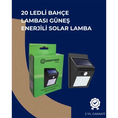  Solar Enerjili 20 LED Duvar Lambası | Hareket Sensörlü, Su Geçirmez, Kablo Gerektirmez