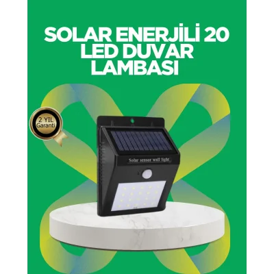 BUĞZ Solar Enerjili 20 LED Hareket Sensörlü Duvar Lambası