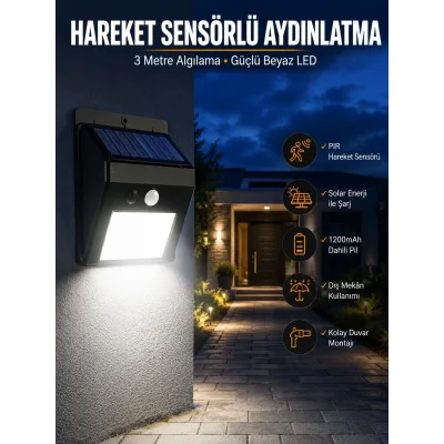 BUĞZ Solar Güneş Enerji Panelli Sensörlü Lamba Enerji Tasarruflu