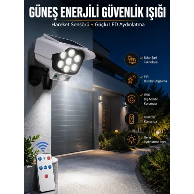 BUĞZ Solar Lamba Kamera Görünümlü Duvar Lambası Dönebilen Bahçe Aydınlatması