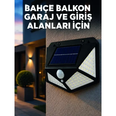 BUĞZ Solar LED Bahçe Aydınlatma Lambası 3 Işık Modlu Sensörlü Duvar Tipi Dış Mekan