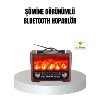 BUĞZ Solar Şarjlı Şömine Alev Efektli Bluetooth Hoparlör 7W Taşınabilir Ses Sistemi