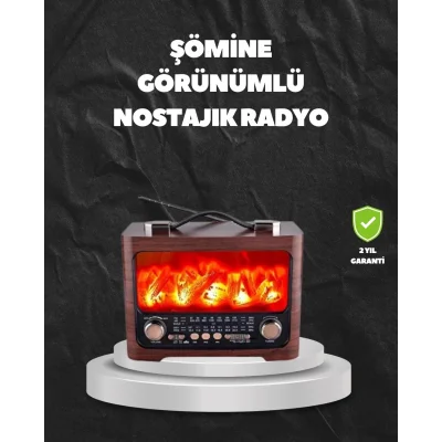 BUĞZ Solar Şarjlı Şömine Işıklı Bluetooth Hoparlör – Radyo, USB, TF Kart Destekli