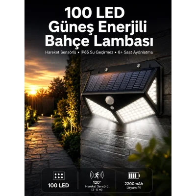 BUĞZ Solar Sensörlü Duvar Lambası Bahçe Lambası Parlak Beyaz Işık Suya Dayanıklı