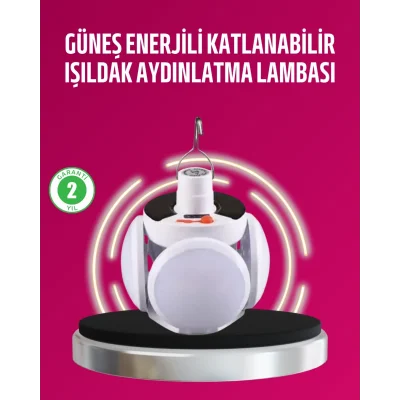 BUĞZ Solar ve USB Şarjlı Su Geçirmez Katlanabilir LED Lamba