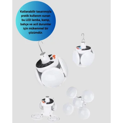 BUĞZ Solar ve USB Şarjlı Su Geçirmez Katlanabilir LED Lamba - Lisinya