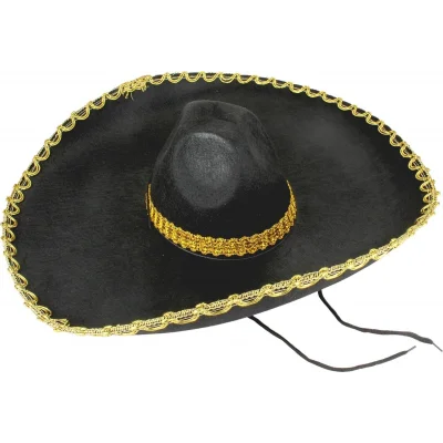 BUĞZ Sombrero Meksika Şapkası Mariachi Altın Şeritli Yetişkin Boy - Lisinya