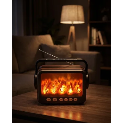 BUĞZ Şömine Tasarımlı Bluetooth Hoparlör USB TF Kart Radyo Destekli