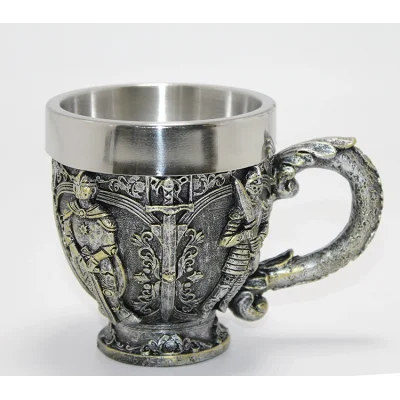 BUĞZ Şövalye Kabartmalı Paslanmaz Çelik Kupa Bardak