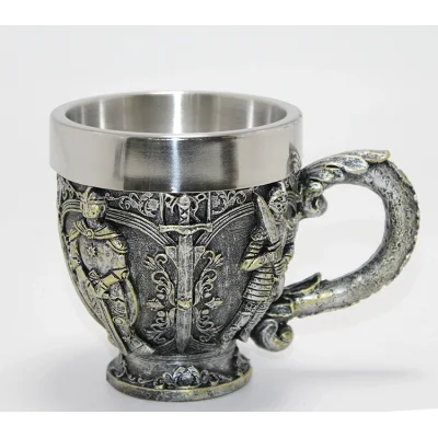 BUĞZ Şövalye Kabartmalı Paslanmaz Çelik Kupa Bardak