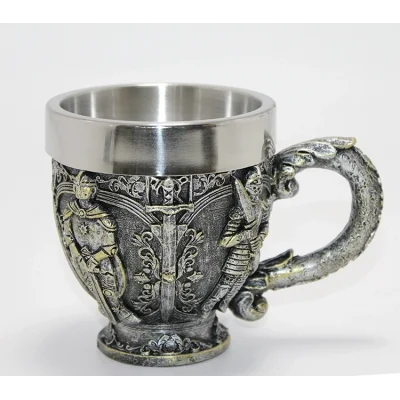 BUĞZ Şövalye Kabartmalı Paslanmaz Çelik Kupa Bardak