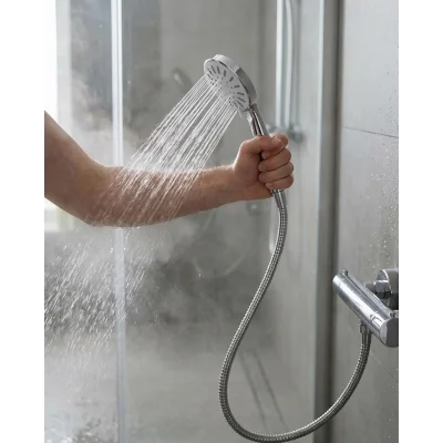 BUĞZ Spiral Hortumlu 4 Kademeli Krem El Duşu Başlığı Banyo Duş Seti