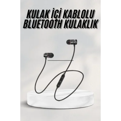  Sports Mıknatıslı Siyah Bluetooth Kulaklık Kablolu Uzun Pil Ömrü