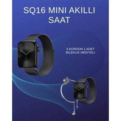 BUĞZ SQ-16 Mini Series 10 Akıllı Saat | Spor Modları, Bildirim ve Müzik Kontrolü - Lisinya