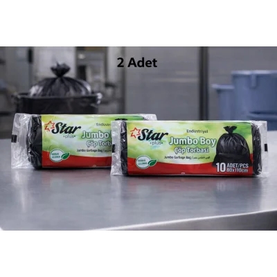 BUĞZ Star Plus Endüstriyel Jumbo Boy Atık Torbası 80x110 cm 10 Adet Dayanıklı Sanayi Tipi Atık Poşeti 2 Adet