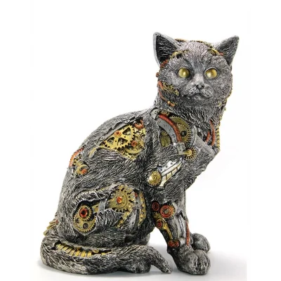 BUĞZ Steampunk Polyester Kedi Figürü Model 2