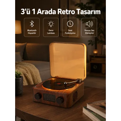 BUĞZ Stereo Bluetooth Hoparlör – Gece Lambalı ve Saat Göstergeli Yeni Nesil