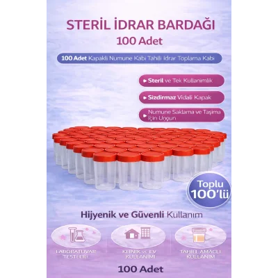 BUĞZ Steril İdrar Kabı Kapasiteli Numune Toplama Kabı 100 Adet