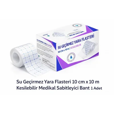 BUĞZ Su Geçirmez Yara Flasteri 10 cm x 10 m Kesilebilir Medikal Sabitleyici Bant 1 Adet