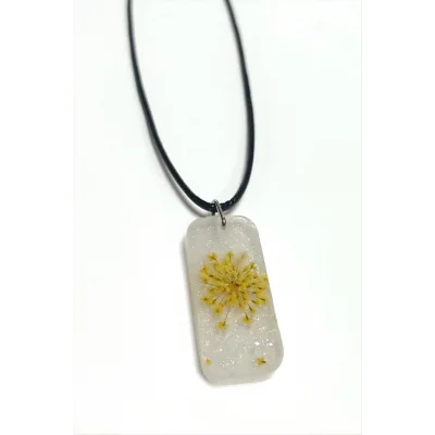  Sultanotu Çiçeği Dikdörtgen Epoksi Kolye