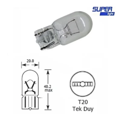 BUĞZ Super Light T20 Dipsiz Halojen Park Ampulü Tek Duy 2li