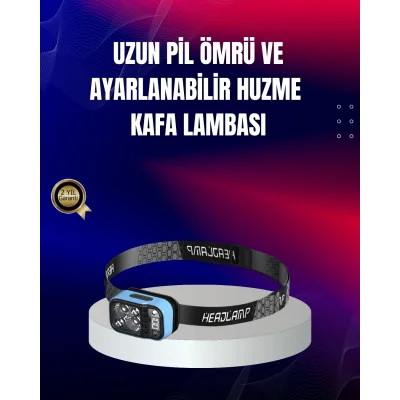 BUĞZ Süper Parlak LED Kafa Feneri 3 Renk 53 Mod Type C Şarjlı