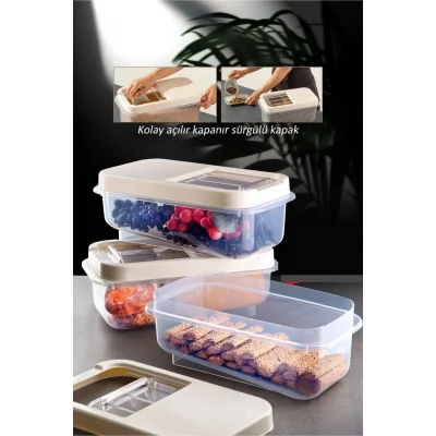 BUĞZ Sürgülü Kapaklı 7.5 LT Erzak Bakliyat Un Şeker Saklama Kabı