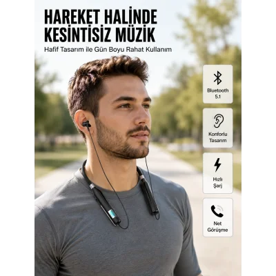 BUĞZ Suya Dayanıklı Manyetik Spor ve Günlük Kullanım Kulaklığı