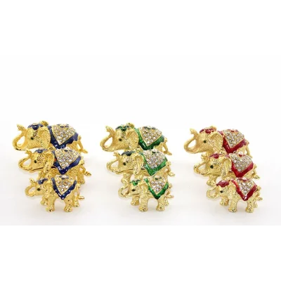 BUĞZ Swarovski Taşlı 3lü Fil Figürü Model 1