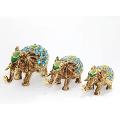  Swarovski Taşlı 3lü Fil Figürü Model 2