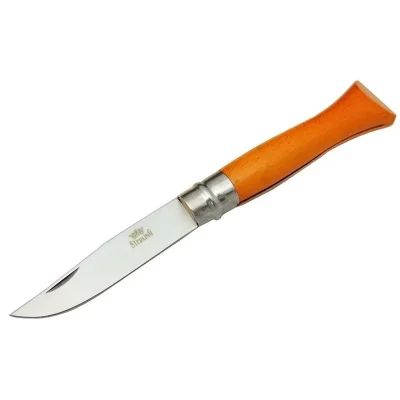 BUĞZ T0196 Bahçe Çakı 16 Cm - Ahşap Turuncu Sap, Bilezikli, Kılıflı