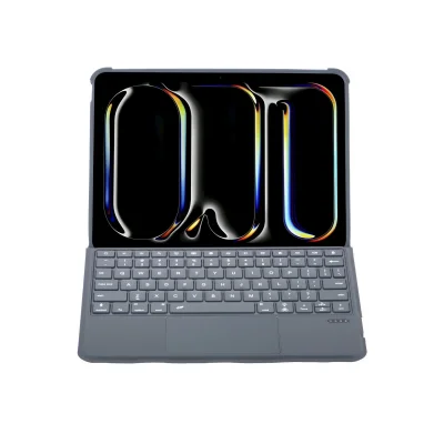 BUĞZ T5510d İpad Pro 13 (2024) Kılıf Palermo Ledli Klavyeli Standlı Tablet Kılıfı - Siyah