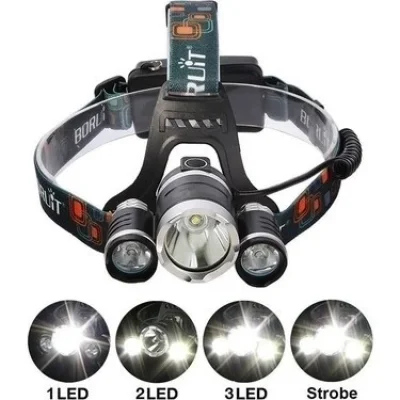 BUĞZ T6 Kafa Feneri 5000 Lumens 3xcree Xm-t6+2r5 Lamba Led Kamp Lambası