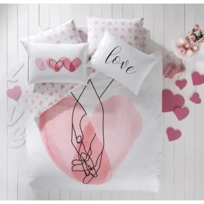  Taç Feeling Pembe Ranforce Çift Kişilik Nevresim Takımı