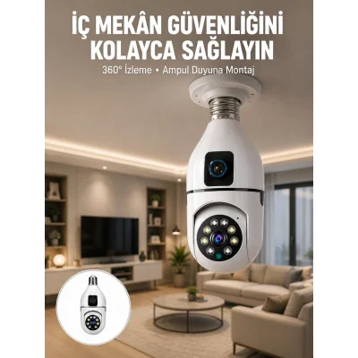 BUĞZ Tak Çalıştır Ampul Kamera – Full HD 1080P Kablosuz Güvenlik Çözümü Yeni Nesil