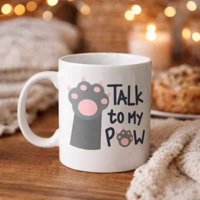 BUĞZ Talk To My Paw – Sevimli Kedi Patili Porselen Kupa MODEL 57