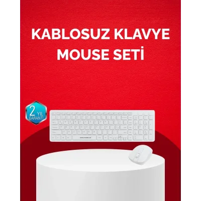 BUĞZ Tam Boy Kablosuz Klavye Mouse Seti - Gelişmiş Bağlantı ve Sessiz Performans