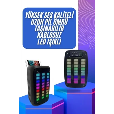  Taşınabilir 6.5 inç LED Bluetooth Kareoke Hoparlör RGB Işıklı Radyolu