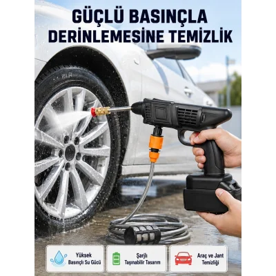 BUĞZ Taşınabilir Akülü Araba Yıkama Makinesi 1.7 MPa Basınçlı ve Ergonomik Tasarımlı