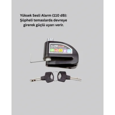 BUĞZ Taşınabilir Alarm Disk Kilidi Motosiklet Scooter Bisiklet Güvenlik - Lisinya
