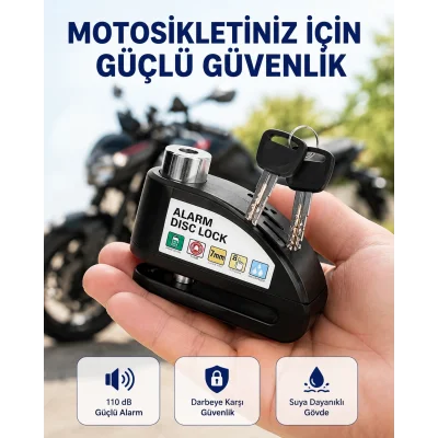 BUĞZ Taşınabilir Alarm Disk Kilidi Motosiklet Scooter Bisiklet Güvenlik Yeni Nesil