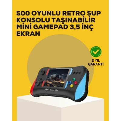 BUĞZ Taşınabilir El Konsolu 500 Oyunlu – Geniş Ekran ve Uzun Pil Ömrü