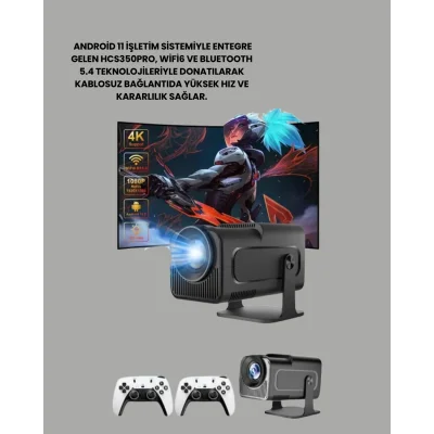 BUĞZ Taşınabilir Full HD Projektör - 1 GB RAM, 8 GB Hafıza - Lisinya