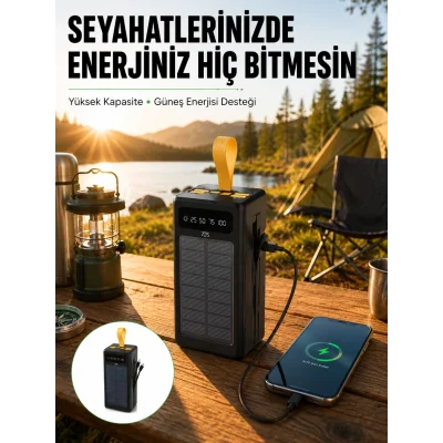 BUĞZ Taşınabilir Güneş Panelli Powerbank Çoklu Cihaz Şarj Destekli Yeni Nesil