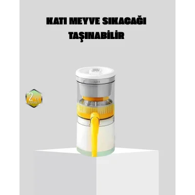 BUĞZ Taşınabilir Katı Meyve Sıkacağı – 45W Güçlü Motor, Çift Kesici Bıçak, USB Şarjlı ve Kompakt Tasarım