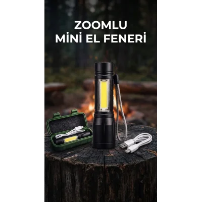 BUĞZ Taşınabilir Metalik LED El Feneri Uzun Pil Ömürlü Kamp Aracı