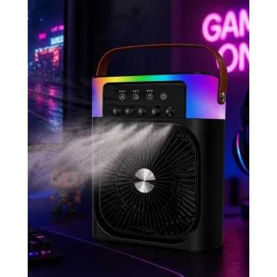 BUĞZ Taşınabilir Mini Klima Nemlendirici Fan RGB Led Aydınlatmalı USB Fan